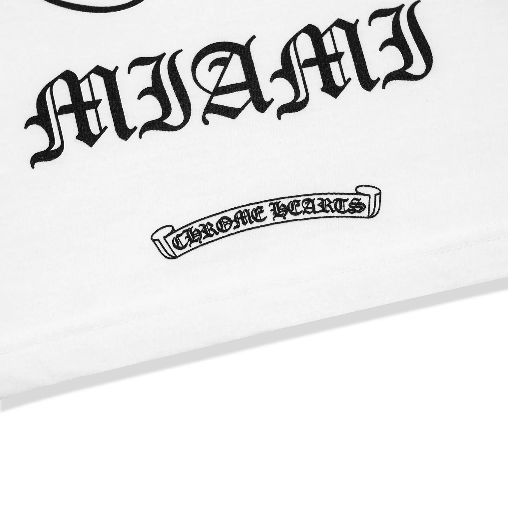 Detailed View of Chrome Hearts Horse Shoe Pocket Miami Exclusive White T-Shirt